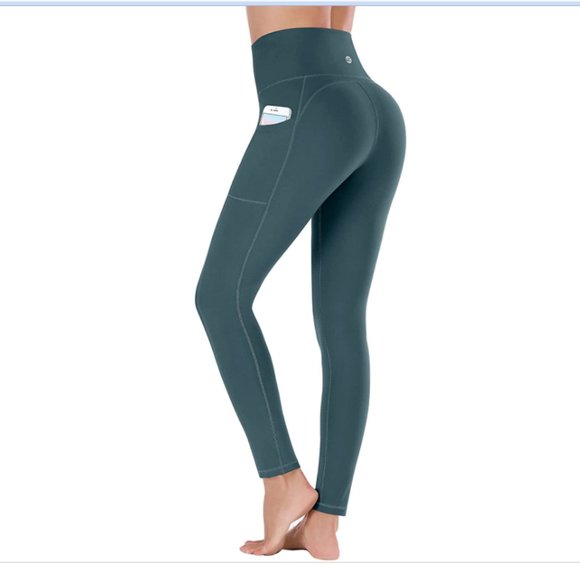 Ewedoos Women'S Yoga Pants with Thigh Pockets Small Dark Green Fleece Feel - Picture 4 of 16